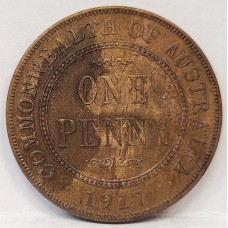 AUSTRALIA 1917 I . ONE 1 PENNY . EXCELLENT DETAIL